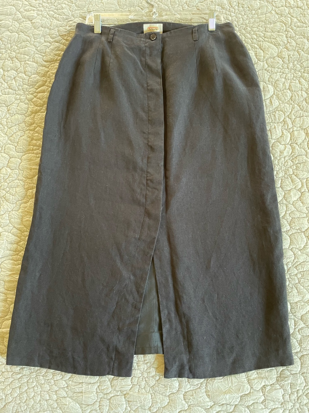 Talbots 100% Irish  Linen Skirt Black Midi Lined Size Petite 16 - Picture 5 of 7